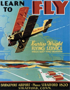 Curtis Wright flying service poster